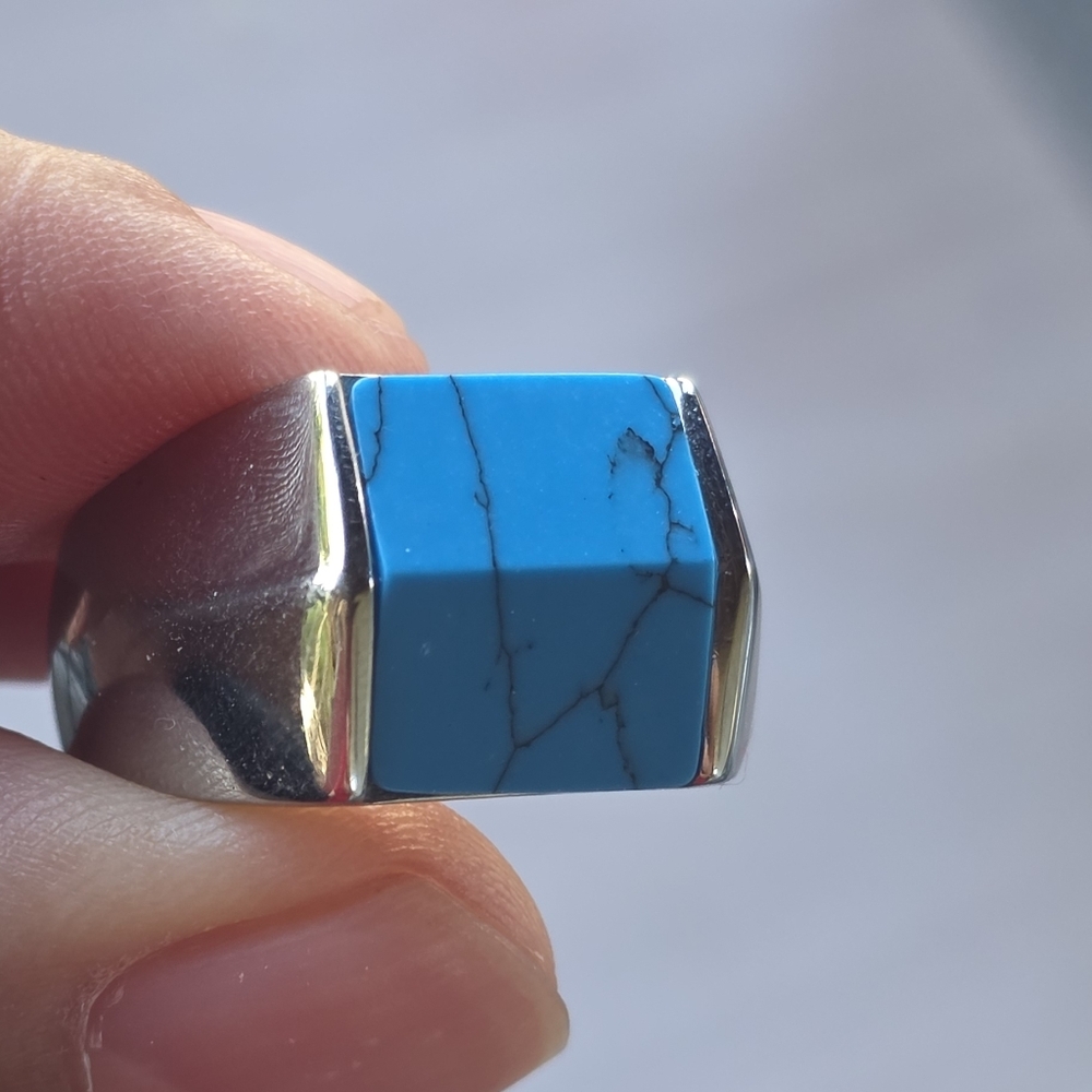 Stainless Steel And Blue Stone Men's Size 10 - Picture 4 of 5